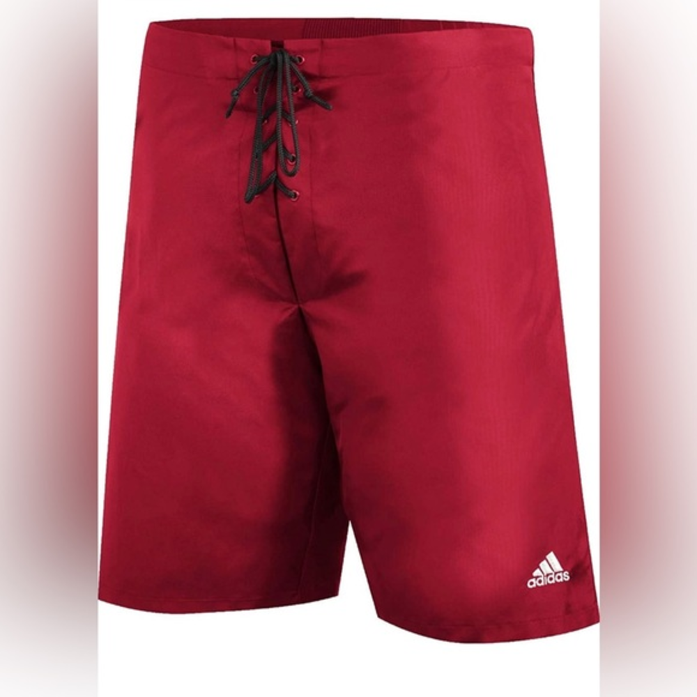 Adidas Men Red Lace Up Front Athletic Hockey Shorts Sz XL